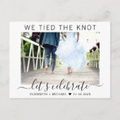 私たちは結び目の写真の結婚式のレセプション インビテーションポストカード (正面)