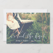 私たちは結び目の書道エレガントの写真カードを結んだ 案内状 (正面)