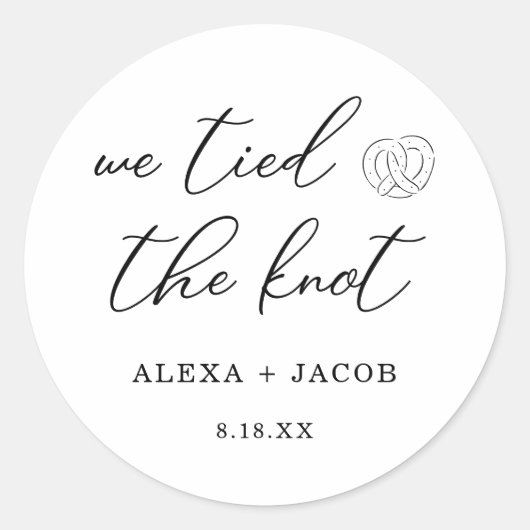 私たちは結び目の結婚式の引き出物ラベル/シール ラウンドシール (正面)