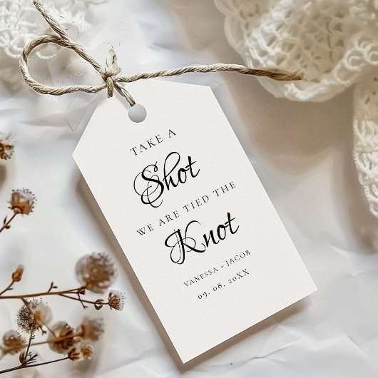 私たちは結び目を結んだので、ショット結婚式の引き出物を取る ギフトタグ