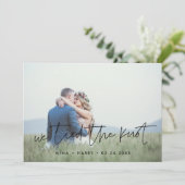 私たちは結び目モダンデザインの写真カード 案内状 (スタンド正面)