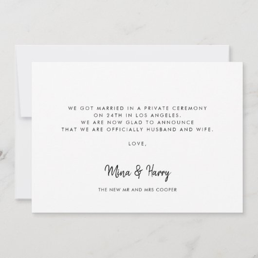 私たちは結び目モダンデザインの写真カード 案内状 (裏面)