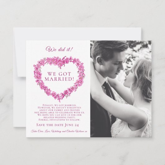 私たちは結婚した結婚忘れパーティーを行った (正面)