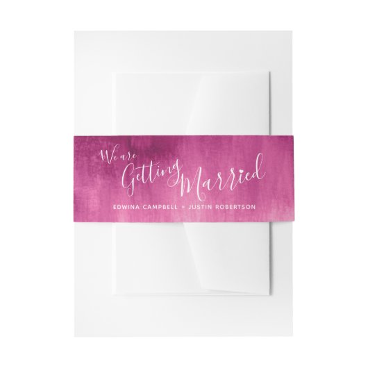 私たちは結婚しているピンクの抽象芸術アー結婚ト 招待状ベリーバンド (正面例)