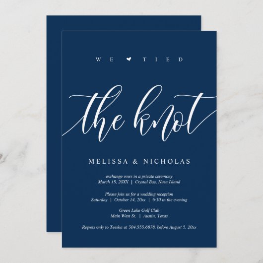 私たちは結婚しました。ウェディングエロープメントパーティーのお知らせ 招待状 (正面/裏面)