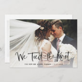 私たちは結婚しました | カジュアルな筆記体写真の挙式報告カード 案内状 (正面/裏面)