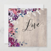 私たちは結婚しました カリグラフィー 花 モダン Pale Wood ライト 招待状 (裏面)