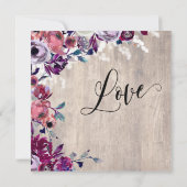 私たちは結婚しました カリグラフィー 花 淡い木 ライト 招待状 (裏面)