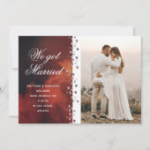 私たちは結婚しました グリッター ハート フォト エロープメント スペース 招待状 (正面)