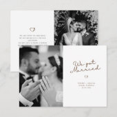 私たちは結婚しました ダークグレー ブラウン スクリプト 案内状 (正面/裏面)
