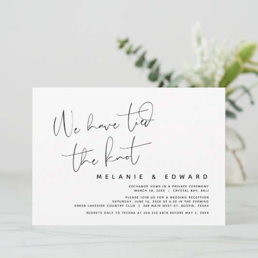 私たちは結婚しました、モダンウェディングエロープメント 招待状 (スタンド正面)