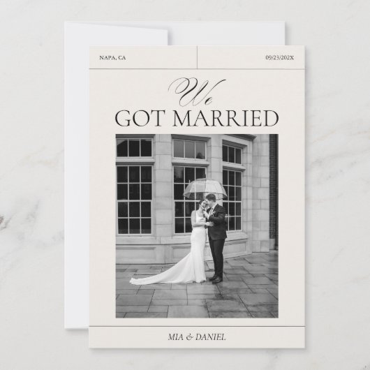 私たちは結婚しました ヴィンテージ結婚発表カード (正面)