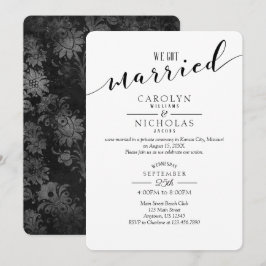 私たちは結婚しました ヴィンテージ ブラック ダマスク ウェディングパーティー 招待状