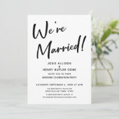 私たちは結婚しました 現代の結婚式 披露宴 ゴールドストライプ 招待状 (スタンド正面)