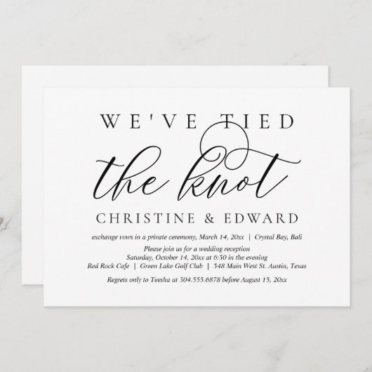 私たちは結婚しました、結婚式での駆け落ち 招待状 (正面/裏面)