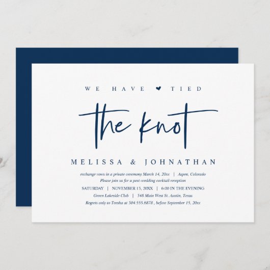 私たちは結婚しました, 結婚式の秘密の誓いパーティー 招待状 (正面/裏面)