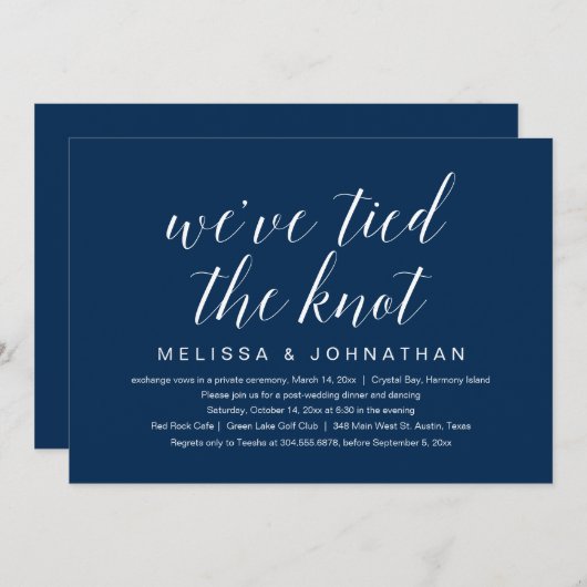 私たちは結婚しました。結婚式の秘密の誓いパーティー 招待状 (正面/裏面)