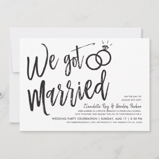 私たちは結婚しました | 結婚後のパーティー 招待状 (正面)