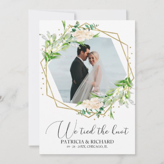 私たちは結婚しました 緑の誓い ひっそり結婚のお知らせ 招待状 (正面)