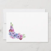 私たちは結婚しました 青い ピンクの花のウェディングレセプション 招待状 (裏面)