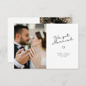 私たちは結婚しました 黒のスクリプト結婚発表 案内状 (正面/裏面)