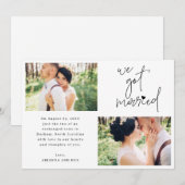私たちは結婚しました 2枚の写真 スクリプト ハート 結婚式 案内状 (正面/裏面)
