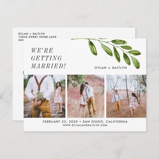 私たちは結婚する日付の葉書を保存します 案内ポストカード (正面/裏面)