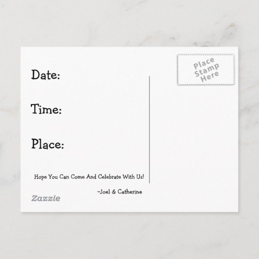 私たちは結婚する：馬、鉛筆アート、ウェディング インビテーションポストカード (裏面)