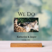 私たちは結婚婚約ペット名の写真の日付を行う アクリルサイン (ニュートラル)