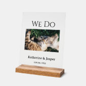 私たちは結婚婚約ペット名の写真の日付を行う アクリルサイン (傾斜)