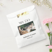 私たちは結婚婚約ペット名の写真の日付を行う フェイバーバッグ (封をした状態)