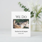 私たちは結婚婚約ペット名の写真の日付を行う ポストカード (スタンド正面)