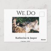 私たちは結婚婚約ペット名の写真の日付を行う ポストカード (裏面)