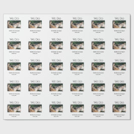 私たちは結婚婚約ペット名の写真の日付を行う ラッピングペーパー