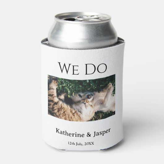 私たちは結婚婚約ペット名の写真の日付を行う 缶クーラー (缶正面)