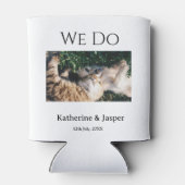 私たちは結婚婚約ペット名の写真の日付を行う 缶クーラー (裏面)