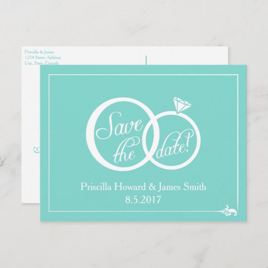 私たちは結婚式を行う日付はがきを保存 案内ポストカード (正面/裏面)