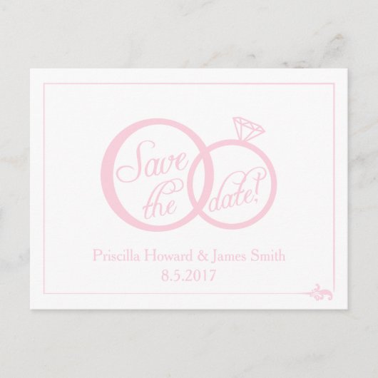 私たちは結婚式を行う日付はがきを保存（白） 案内ポストカード (正面)