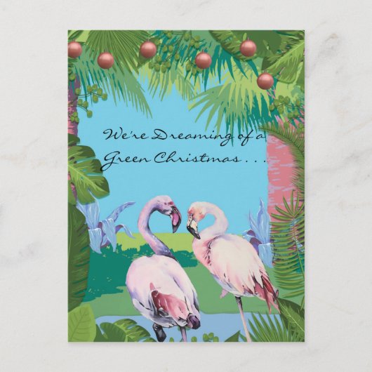 私たちは緑のクリスマスの夢を見ているパーソナライズされた ポストカード (正面)