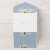 私たちは緑の照明QRコードほこりっぽい青結婚の オールインワン招待状 (外側)