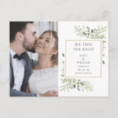 私たちは緑の誓いを写真でウェディングアナウンス 案内ポストカード (正面)