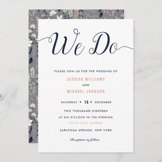 私たちは花の結婚式の招待状をデザインします 招待状 (正面/裏面)