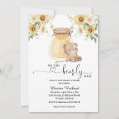 私たちは蜂蜜クマ赤ちゃんシャワーを待つことができる 招待状 (正面)