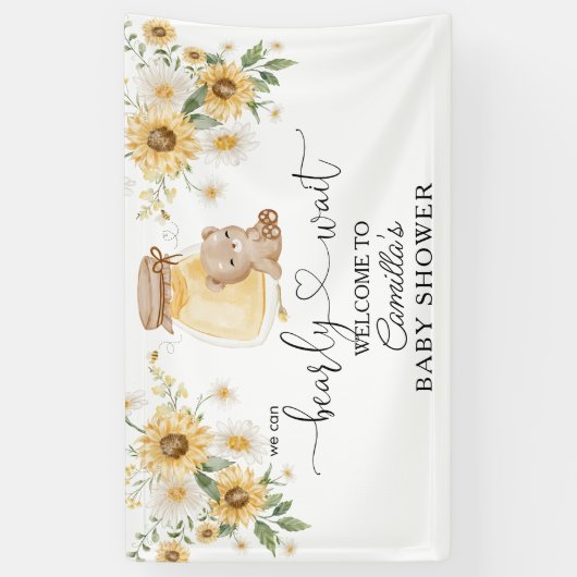 私たちは蜂蜜クマ赤ちゃんシャワーを待つことができる 横断幕 (縦)