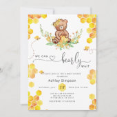 私たちは蜂蜜ベビーベイビーシャワーを待つことができる 招待状 (正面)