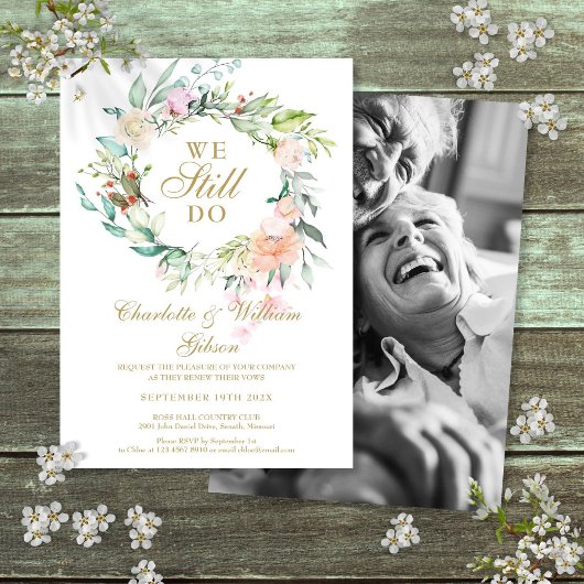 私たちは誓いを新たに フラワーガーランド フォト 招待状