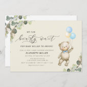 私たちは赤ちゃんのシャワーの招待状を待つ喜び 招待状 (正面/裏面)