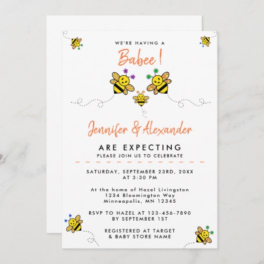 私たちは赤ちゃんを持っている！カップルの赤ちゃんシャワー 招待状 (正面/裏面)