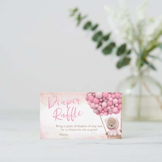 私たちは赤ちゃんシャワーおむつラッフルを心待ちできる 名刺 (スタンド正面)