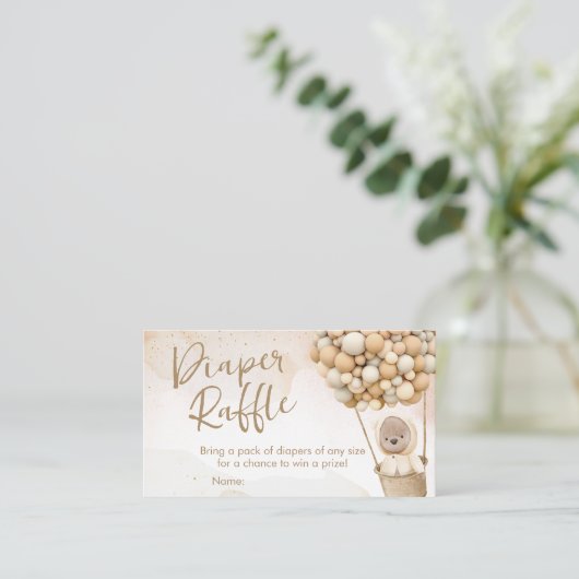 私たちは赤ちゃんシャワーおむつラッフルを心待ちできる 名刺 (スタンド正面)